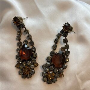 Elegant Brown Crystal Drop Earrings